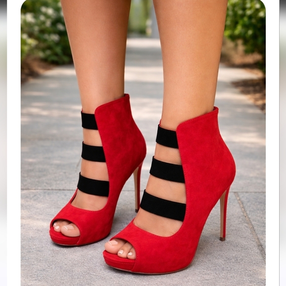 Dollhouse Shoes - Dollhouse Spyglass Red Open Toe Heels, Size 11